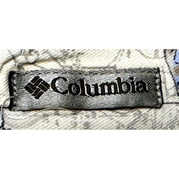 Columbia Mens Shirt Allover Fish Print Short Sleeve Button Up Tan Beige Medium - Picture 7 of 11